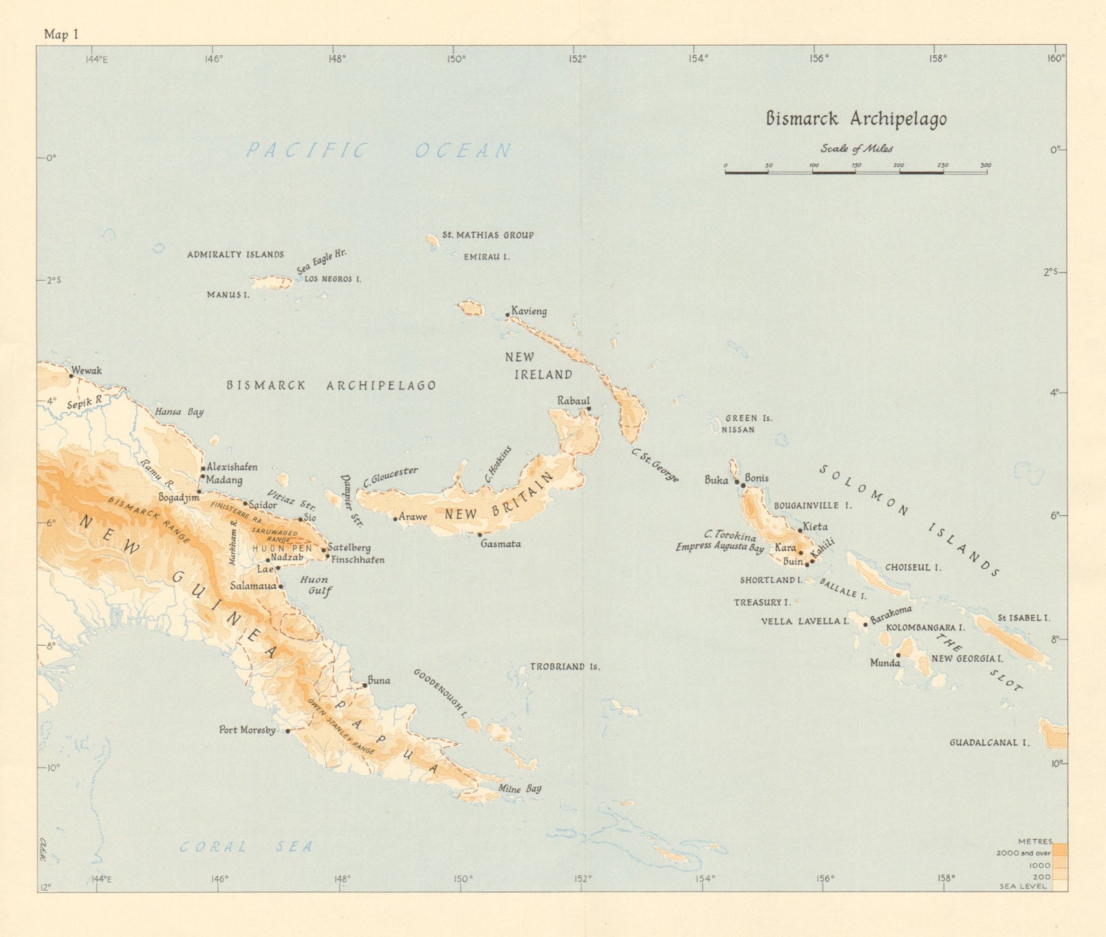 Bismarck Archipelago New Guinea New Britain 1943/4. Ports. World War 2 1961 map